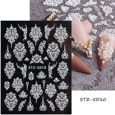 5D körömmatricák virágok levelek öntapadó csúszka akril karácsonyi esküvői design dombornyomott matrica köröm kiegészítők CHSTZ-5D29