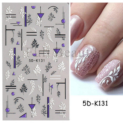 5D körömmatricák virágok levelek öntapadó csúszka akril karácsonyi esküvői design dombornyomott matrica köröm kiegészítők CHSTZ-5D29