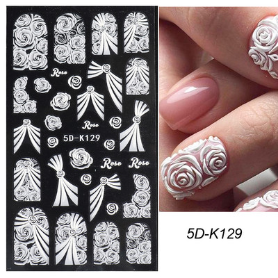 5D körömmatricák virágok levelek öntapadó csúszka akril karácsonyi esküvői design dombornyomott matrica köröm kiegészítők CHSTZ-5D29