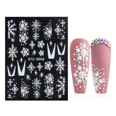 5D körömmatricák virágok levelek öntapadó csúszka akril karácsonyi esküvői design dombornyomott matrica köröm kiegészítők CHSTZ-5D29