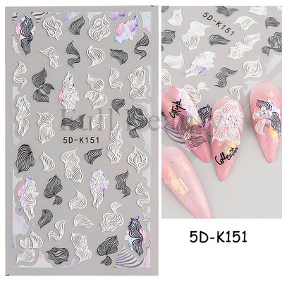 5D körömmatricák virágok levelek öntapadó csúszka akril karácsonyi esküvői design dombornyomott matrica köröm kiegészítők CHSTZ-5D29