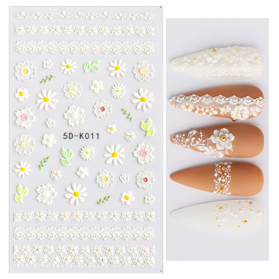 5D körömmatricák virágok levelek öntapadó csúszka akril karácsonyi esküvői design dombornyomott matrica köröm kiegészítők CHSTZ-5D29