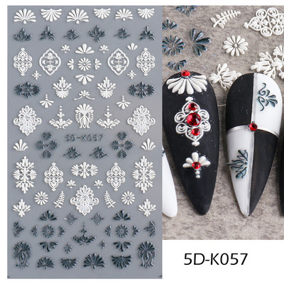 5D körömmatricák virágok levelek öntapadó csúszka akril karácsonyi esküvői design dombornyomott matrica köröm kiegészítők CHSTZ-5D29