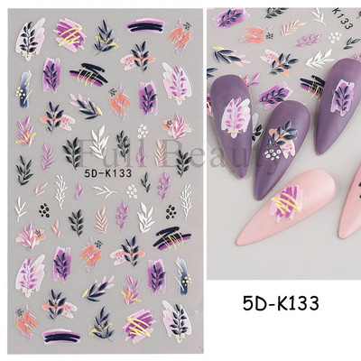 5D körömmatricák virágok levelek öntapadó csúszka akril karácsonyi esküvői design dombornyomott matrica köröm kiegészítők CHSTZ-5D29