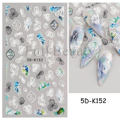 5D körömmatricák virágok levelek öntapadó csúszka akril karácsonyi esküvői design dombornyomott matrica köröm kiegészítők CHSTZ-5D29