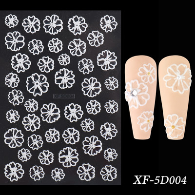 5D körömmatricák virágok levelek öntapadó csúszka akril karácsonyi esküvői design dombornyomott matrica köröm kiegészítők CHSTZ-5D29
