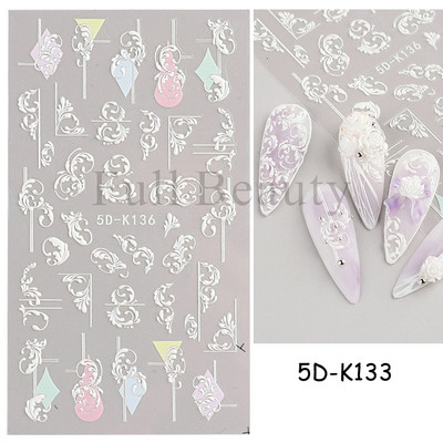 5D körömmatricák virágok levelek öntapadó csúszka akril karácsonyi esküvői design dombornyomott matrica köröm kiegészítők CHSTZ-5D29