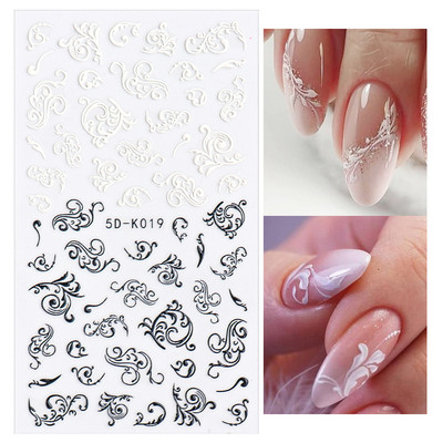 5D körömmatricák virágok levelek öntapadó csúszka akril karácsonyi esküvői design dombornyomott matrica köröm kiegészítők CHSTZ-5D29