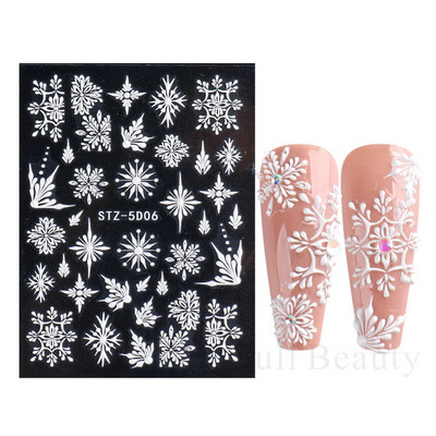 5D körömmatricák virágok levelek öntapadó csúszka akril karácsonyi esküvői design dombornyomott matrica köröm kiegészítők CHSTZ-5D29