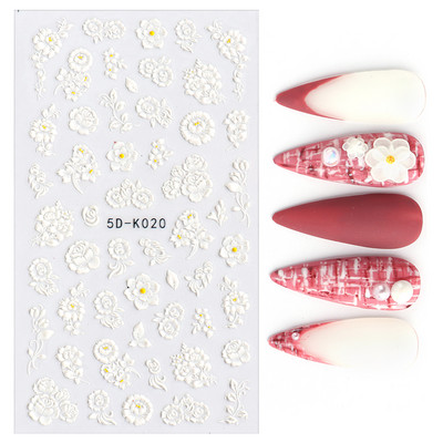 5D körömmatricák virágok levelek öntapadó csúszka akril karácsonyi esküvői design dombornyomott matrica köröm kiegészítők CHSTZ-5D29