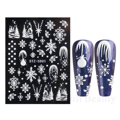 5D körömmatricák virágok levelek öntapadó csúszka akril karácsonyi esküvői design dombornyomott matrica köröm kiegészítők CHSTZ-5D29