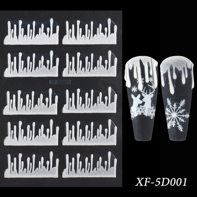 5D körömmatricák virágok levelek öntapadó csúszka akril karácsonyi esküvői design dombornyomott matrica köröm kiegészítők CHSTZ-5D29