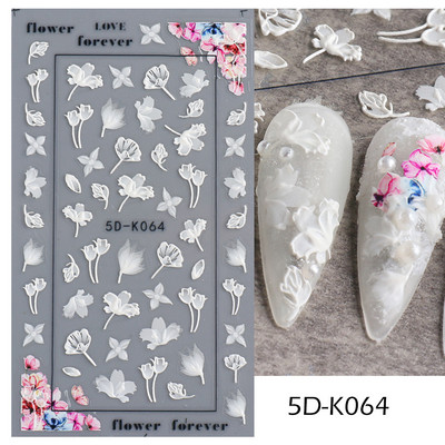 5D körömmatricák virágok levelek öntapadó csúszka akril karácsonyi esküvői design dombornyomott matrica köröm kiegészítők CHSTZ-5D29