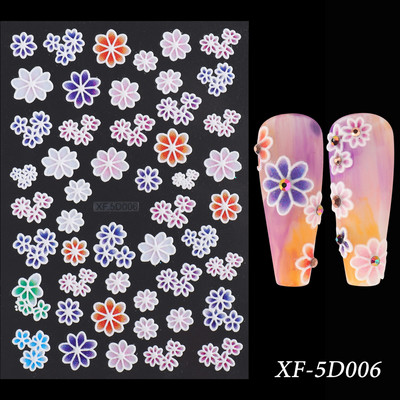 5D körömmatricák virágok levelek öntapadó csúszka akril karácsonyi esküvői design dombornyomott matrica köröm kiegészítők CHSTZ-5D29