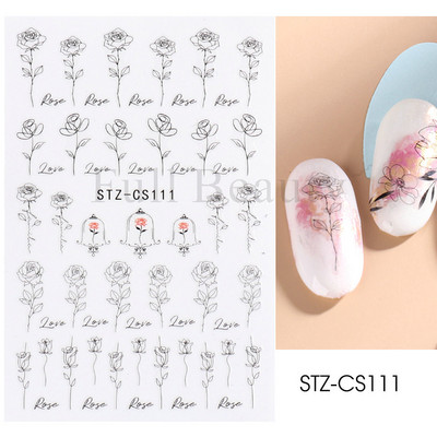 5D körömmatricák virágok levelek öntapadó csúszka akril karácsonyi esküvői design dombornyomott matrica köröm kiegészítők CHSTZ-5D29