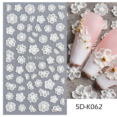 5D körömmatricák virágok levelek öntapadó csúszka akril karácsonyi esküvői design dombornyomott matrica köröm kiegészítők CHSTZ-5D29