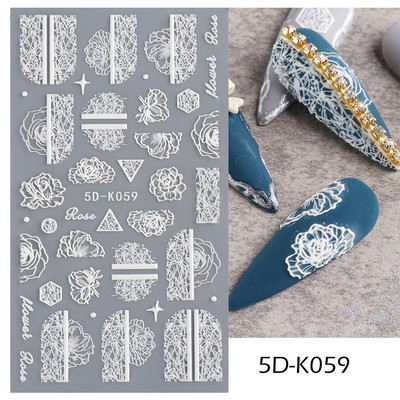 5D körömmatricák virágok levelek öntapadó csúszka akril karácsonyi esküvői design dombornyomott matrica köröm kiegészítők CHSTZ-5D29