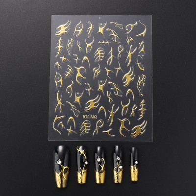 Üreges pillangós matricák körmökhöz Holografikus fényvisszaverő csillagok körömdizájn lézerarany ezüst körömdíszítő csúszkák manikűr LEBTF