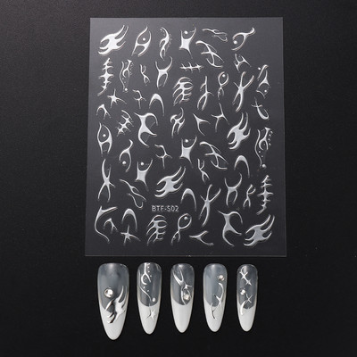 Üreges pillangós matricák körmökhöz Holografikus fényvisszaverő csillagok körömdizájn lézerarany ezüst körömdíszítő csúszkák manikűr LEBTF
