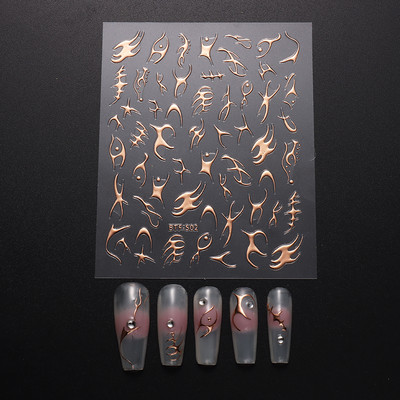 Üreges pillangós matricák körmökhöz Holografikus fényvisszaverő csillagok körömdizájn lézerarany ezüst körömdíszítő csúszkák manikűr LEBTF