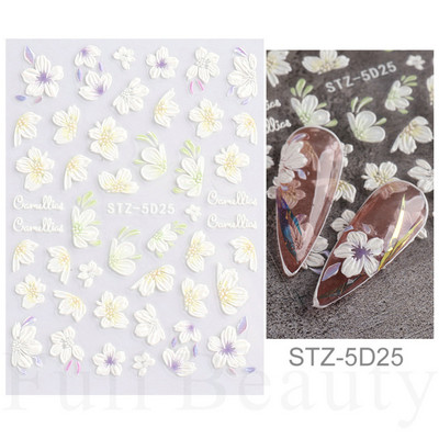 Lenyűgöző márvány vonalú matricák körmökön Királykék Virágzó Füstmatricák Manikűr 5D Dombornyomott Golden Wave Csúsztatók LA5D-K174