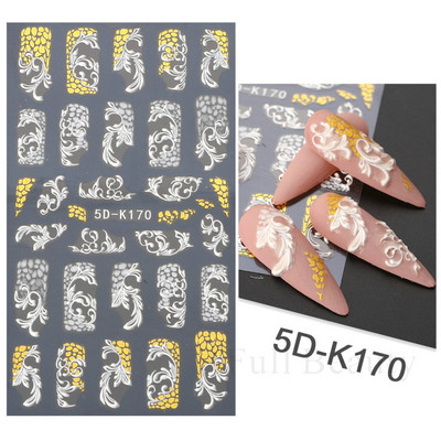 Lenyűgöző márvány vonalú matricák körmökön Királykék Virágzó Füstmatricák Manikűr 5D Dombornyomott Golden Wave Csúsztatók LA5D-K174