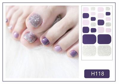 Lamemoria 22Tips H tapadó köröm matricák csillogó nyári stílus tippek teljes fedő lábujj körömdíszítő kellékek láb manikűr női