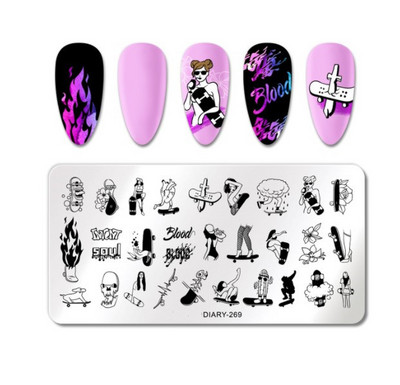 1db Nail Art luxus márka logó körömbélyegző lemez (6x12) körömbélyegző lemezek tervező körömbélyegző lemez Biutee márka Desigen