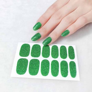 Αυτοκόλλητα αυτοκόλλητα Nail Art Tearable Solid Glitter Full Cover Ολοκληρωμένα αυτοκόλλητα νυχιών Διακόσμηση Αδιάβροχη λωρίδα βερνικιού νυχιών