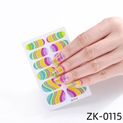 Öntapadó körömmatricák letéphető tömör csillámos teljes fedésű kész körömmatricák dekoráció vízálló körömlakk csík