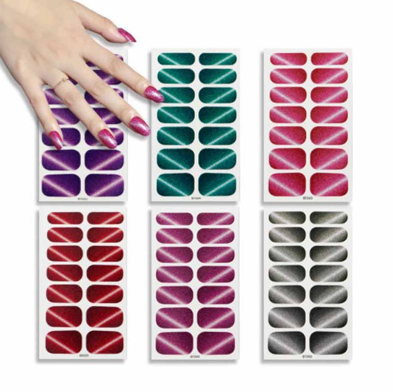 Öntapadó körömmatricák letéphető tömör csillámos teljes fedésű kész körömmatricák dekoráció vízálló körömlakk csík
