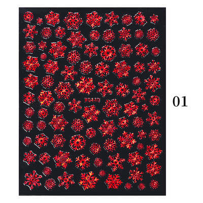 3D karácsonyi körömdísz matricák csillogó arany fehér színes csillogó geometria hópehely téli csúszka körömfóliák