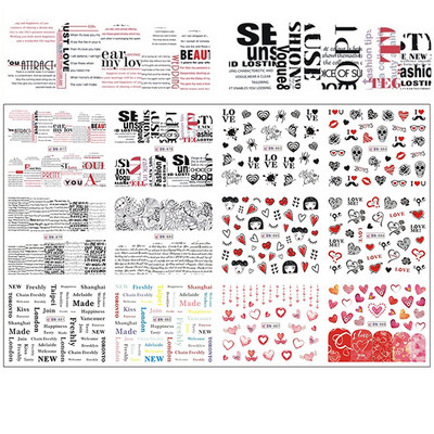 12 minta Vegyes virágos geometriai körömmatricák szett körömdíszítés vízáteresztő matricák csúszdák virág levelek manikűr dekoráció