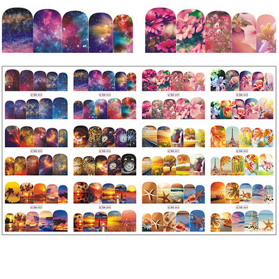 12 minta Vegyes virágos geometriai körömmatricák szett körömdíszítés vízáteresztő matricák csúszdák virág levelek manikűr dekoráció