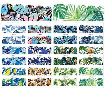 12 minta Vegyes virágos geometriai körömmatricák szett körömdíszítés vízáteresztő matricák csúszdák virág levelek manikűr dekoráció