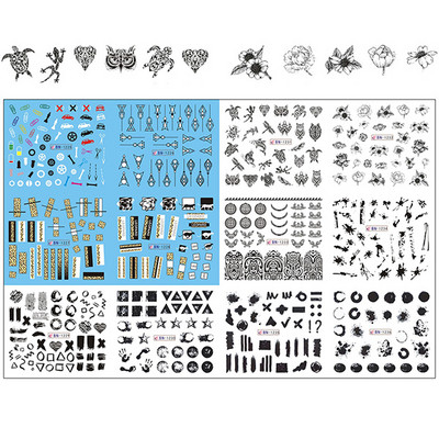 12 minta Vegyes virágos geometriai körömmatricák szett körömdíszítés vízáteresztő matricák csúszdák virág levelek manikűr dekoráció