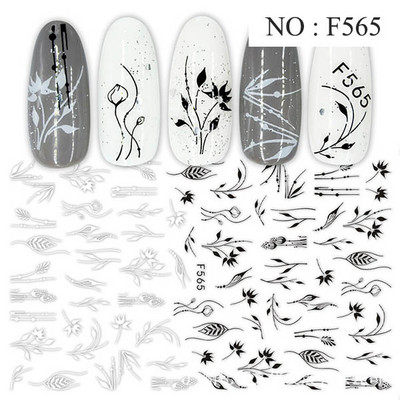 12 minta Vegyes virágos geometriai körömmatricák szett körömdíszítés vízáteresztő matricák csúszdák virág levelek manikűr dekoráció
