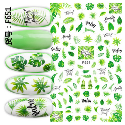 12 minta Vegyes virágos geometriai körömmatricák szett körömdíszítés vízáteresztő matricák csúszdák virág levelek manikűr dekoráció