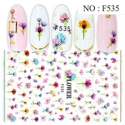 12 minta Vegyes virágos geometriai körömmatricák szett körömdíszítés vízáteresztő matricák csúszdák virág levelek manikűr dekoráció