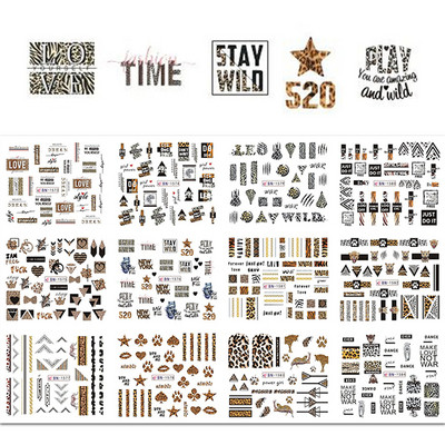 12 minta Vegyes virágos geometriai körömmatricák szett körömdíszítés vízáteresztő matricák csúszdák virág levelek manikűr dekoráció