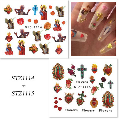 Angyal körömdíszítés matricák Szűz Mária Ámor Vízáteresztő matricák Csúszdák Mennyország Design Tetoválás Kiegészítők Manikűr CHSTZ1114-1121