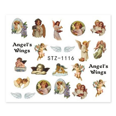 Angyal körömdíszítés matricák Szűz Mária Ámor Vízáteresztő matricák Csúszdák Mennyország Design Tetoválás Kiegészítők Manikűr CHSTZ1114-1121