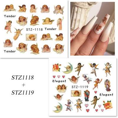Angyal körömdíszítés matricák Szűz Mária Ámor Vízáteresztő matricák Csúszdák Mennyország Design Tetoválás Kiegészítők Manikűr CHSTZ1114-1121