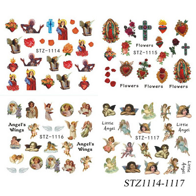 Angyal körömdíszítés matricák Szűz Mária Ámor Vízáteresztő matricák Csúszdák Mennyország Design Tetoválás Kiegészítők Manikűr CHSTZ1114-1121