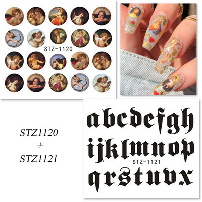 Angyal körömdíszítés matricák Szűz Mária Ámor Vízáteresztő matricák Csúszdák Mennyország Design Tetoválás Kiegészítők Manikűr CHSTZ1114-1121