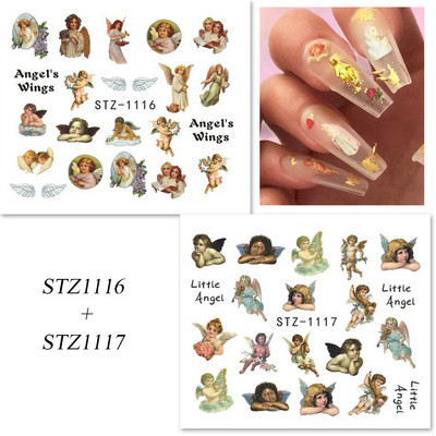 Angyal körömdíszítés matricák Szűz Mária Ámor Vízáteresztő matricák Csúszdák Mennyország Design Tetoválás Kiegészítők Manikűr CHSTZ1114-1121