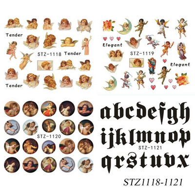 Angyal körömdíszítés matricák Szűz Mária Ámor Vízáteresztő matricák Csúszdák Mennyország Design Tetoválás Kiegészítők Manikűr CHSTZ1114-1121