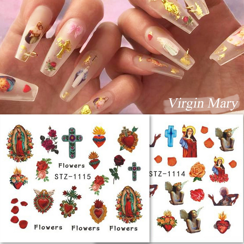 Angyal körömdíszítés matricák Szűz Mária Ámor Vízáteresztő matricák Csúszdák Mennyország Design Tetoválás Kiegészítők Manikűr CHSTZ1114-1121