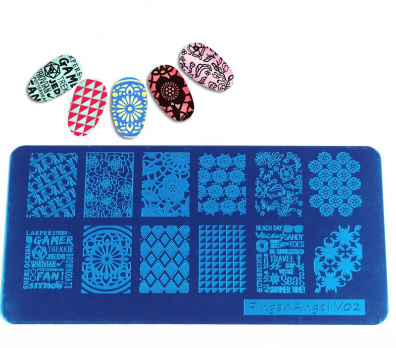 1db Geometric Line Nail Art képbélyegző bélyegző 6*12cm rozsdamentes acél sablonlemez barkácsolás körömnyomat körömlakk bélyegző lemez-5