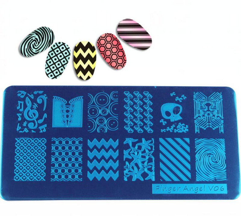 1db Geometric Line Nail Art képbélyegző bélyegző 6*12cm rozsdamentes acél sablonlemez barkácsolás körömnyomat körömlakk bélyegző lemez-5